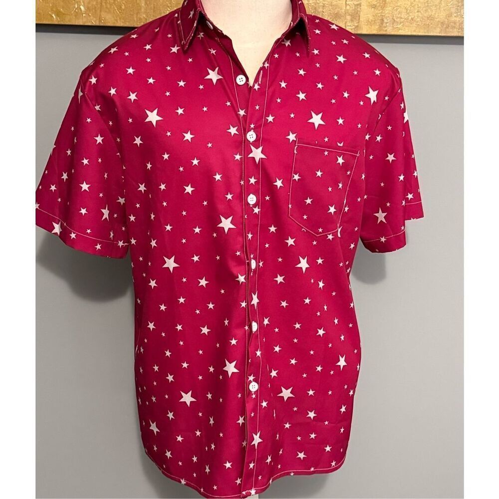 Lars Amadeus Mens Button-Up Shirt, size L